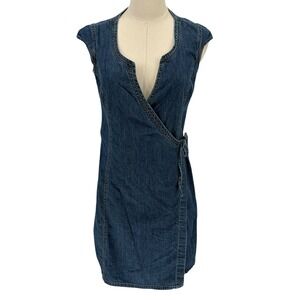Old Navy Wrap Dress Blue Vintage 2004 Y2K‎ 100% Cotton 1